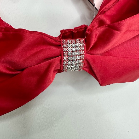 VS Red Bow Rhinestone Embellished Bra - Picture 6 of 9